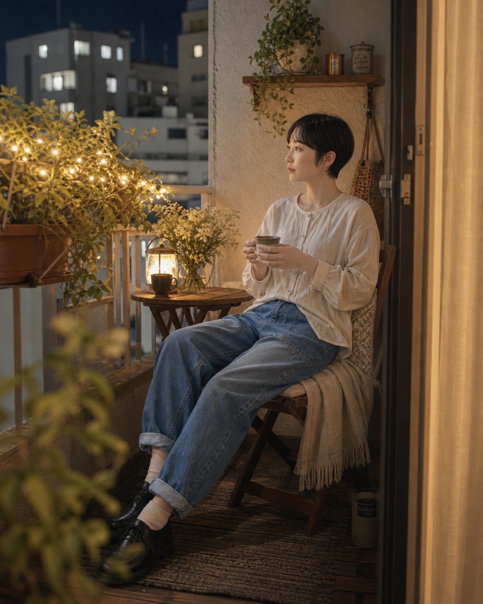 夏の夜に軽いニュアンスデニム / 古枝さん