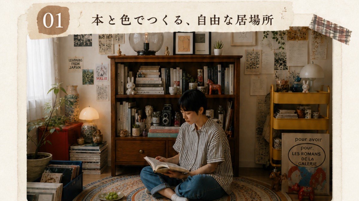 夜の部屋に、古い木と夏の気配を。